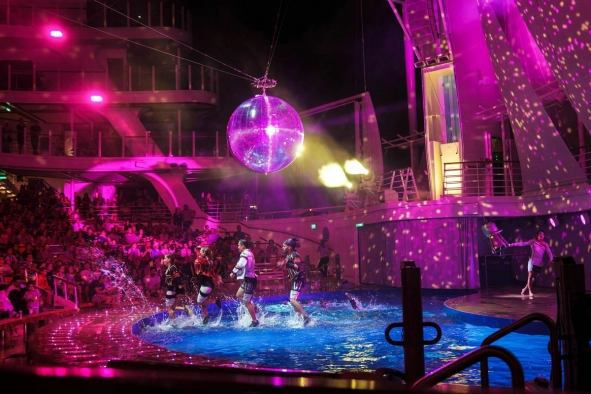 An avant-garde aerial show with kinetic light.