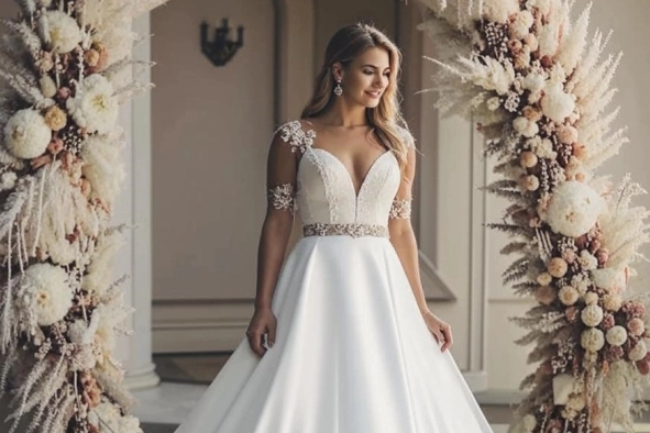 A couture wedding garden in pearl drapery.